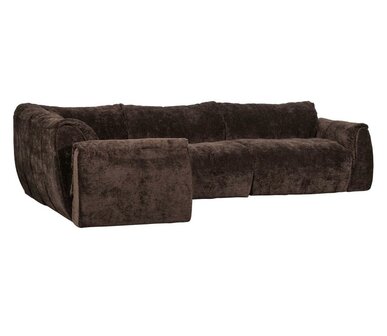 WOOOD Baggy Hoekbank Links 3D Chenille Donkerbruin