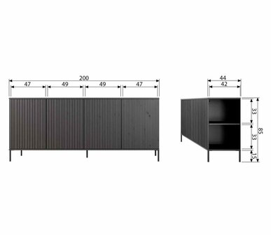 WOOOD New Gravure Dressoir Grenen Dust
