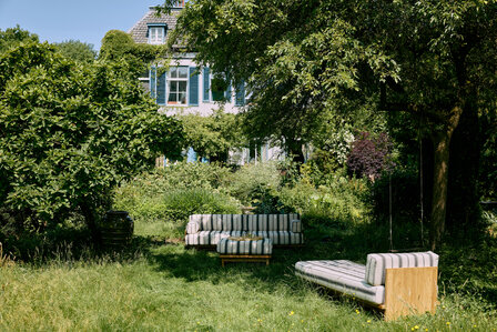 HKLIVING Outdoor Daybed Teak chalkstripe