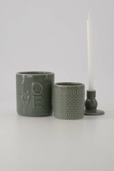 Zusss geurkaars keramiek love groen
