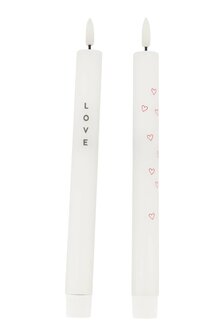 Zusss set van 2 ledkaarsen love wit/groen/rood