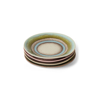 HKLIVING 70s ceramics Saucer Doodle, Set Of 4