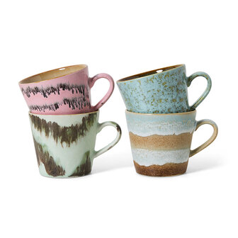HKLIVING 70&#039;s ceramics Cappuccino Mugs Dada, set of 4