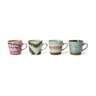 HKLIVING 70&#039;s ceramics Cappuccino Mugs Dada, set of 4