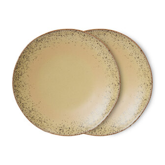 HKLIVING 70&#039;s ceramics Dinner Plates Grit, Set Of 2