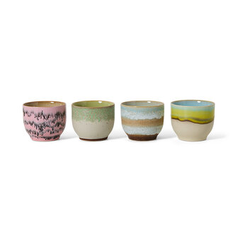 HKLIVING 70&#039;s ceramics Caf&eacute; Cups Deco, Set Of 4