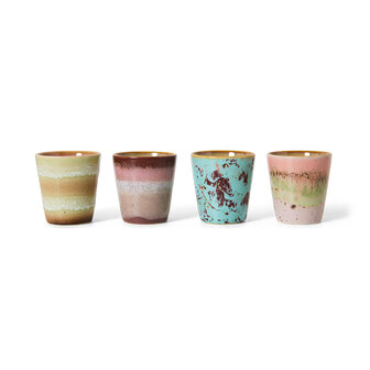 HKLIVING 70&#039;s ceramics Ristretto Mugs Futurism, Set Of 4