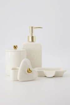 Zusss zeepschaaltje keramiek love wit goud