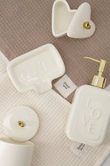 Zusss zeepschaaltje keramiek love wit goud