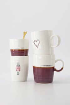 Zusss koffiemok kerstkus wit donkerrood