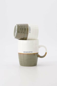 Zusss koffiemok sparkle wit donkergroen