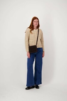 Zusss suede schoudertasje chocoladebruin