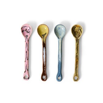 HKLIVING 70s Ceramics Spoons Sketch, M, set of 4