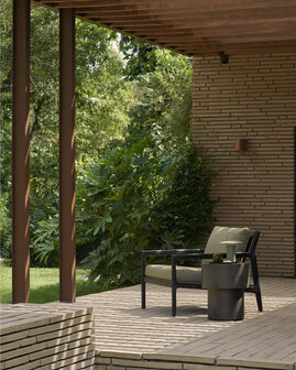 Ethnicraft Jack Outdoor Loungestoel Zwart met Groene Kussens