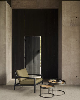 Ethnicraft Jack Outdoor Loungestoel Zwart met Groene Kussens