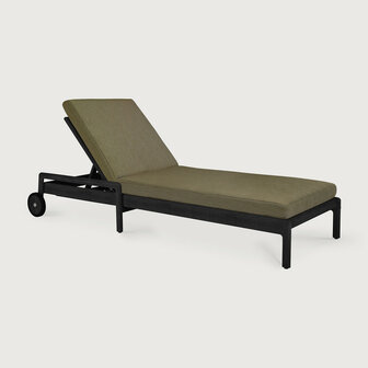Ethnicraft Jack Outdoor Verstelbaar Ligbed Zwart Met Groene Kussens