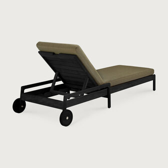 Ethnicraft Jack Outdoor Verstelbaar Ligbed Zwart Met Groene Kussens