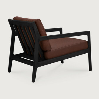 Ethnicraft Jack Outdoor Loungestoel Zwart met Burgundy Kussens