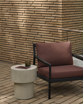 Ethnicraft Jack Outdoor Loungestoel Zwart met Burgundy Kussens