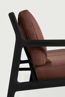 Ethnicraft Jack Outdoor 3-Zits Bank Zwart met Burgundy Kussens