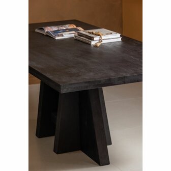 WOOOD Premium Kean Eettafel Met Middenpoot Mango Zwart 220x100 cm