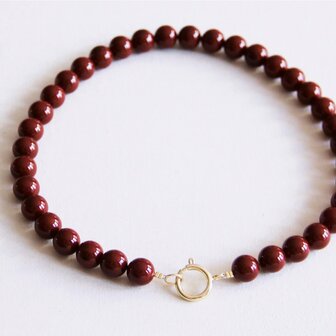 Bazou kralen ketting van natuursteen XL - burgundy