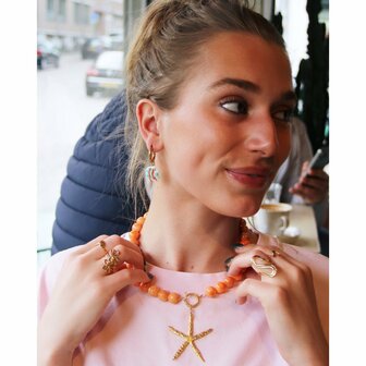 Bazou kralen ketting van natuursteen XL - orange