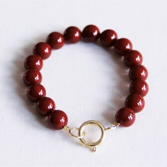 Bazou kralen armband van natuursteen XL - burgundy
