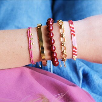 Bazou kralen armband van natuursteen XL - burgundy