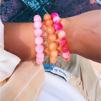 Bazou kralen armband van natuursteen XL - oranje