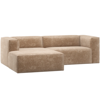 WOOOD Essentials Bean Chaise Longue Bank Links Chenille Velvet Perzikroze