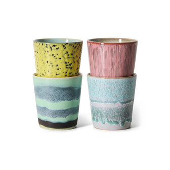 HKLIVING 70s Ceramics Coffee mugs artistic set of 4