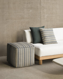 Ethnicraft Outdoor Zahara Poef Blue Stripe