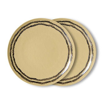HKLIVING 70's ceramics Dinner Plates Vanilla, Set Of 2