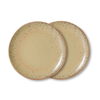 HKLIVING 70's ceramics Side Plates Grit, Set Of 2