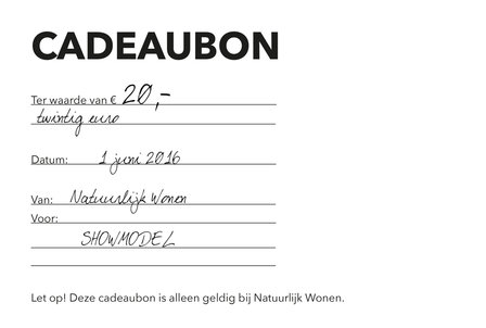 Cadeaubon Natuurlijk Wonen € 20.-
