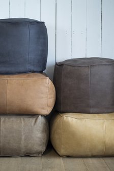 fred de la bretoniere hocker poef rond giro penna leder stapel
