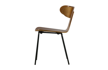 Bepurehome Form houten stoel met metalen poot bruin