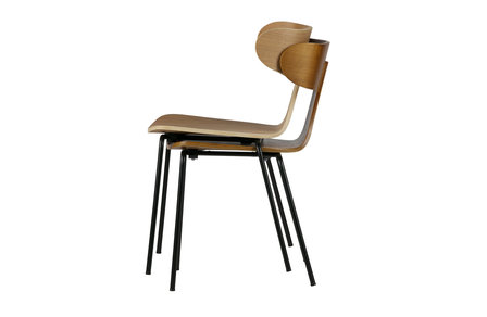 Bepurehome Form houten stoel met metalen poot bruin