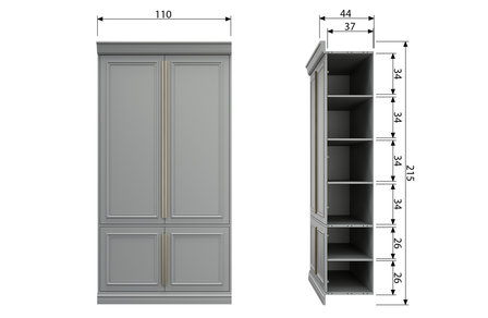 WOOOD Premium Organize kast 44cm grenen mist 
