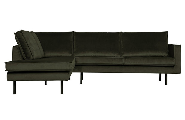 WOOOD Premium Rodeo hoekbank links velvet dark green hunter