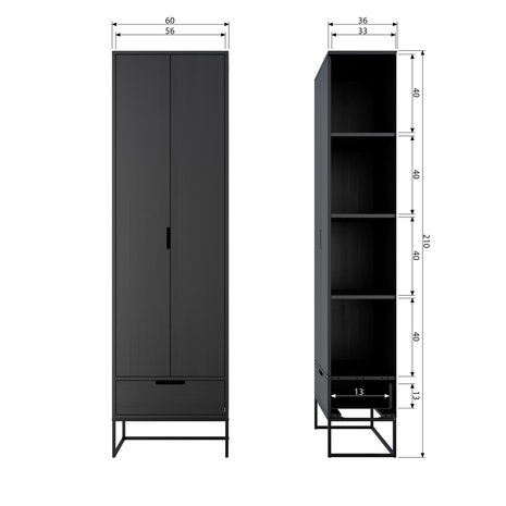 WOOOD Premium Silas hoge kast eiken blacknight 