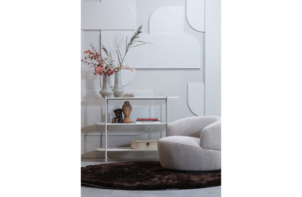 WOOOD Premium Woolly draaifauteuil bouclé naturel gemeleerd