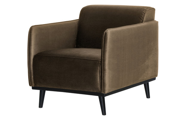 WOOOD Premium Statement fauteuil met arm fluweel taupe