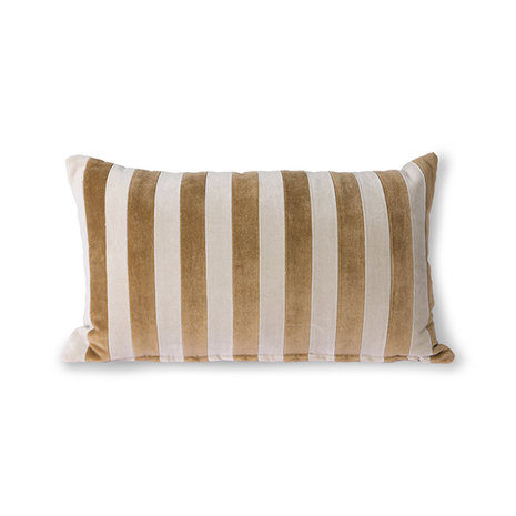 HKliving striped velvet cushion brown/natural (30x50)