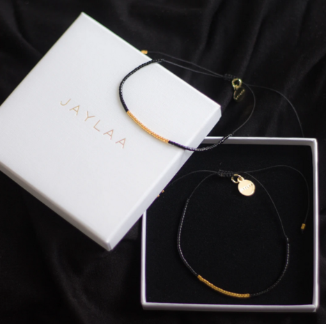 Jaylaa Jewelry - Basic zwart armbandje goud
