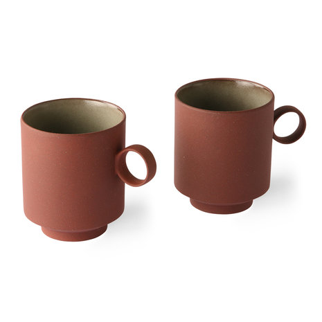 HKliving bold & basic ceramics: coffee mug terra (set of 2)