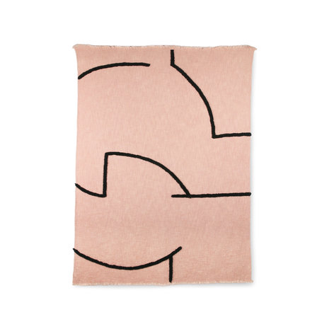HKliving soft woven throw nude with black tufted lines
