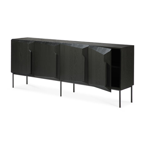 Ethnicraft Stairs sideboard oak 4 doors black