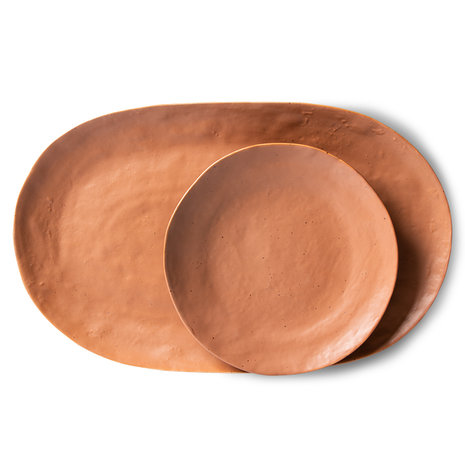 HKliving Bold & basic ceramics: serving tray brown